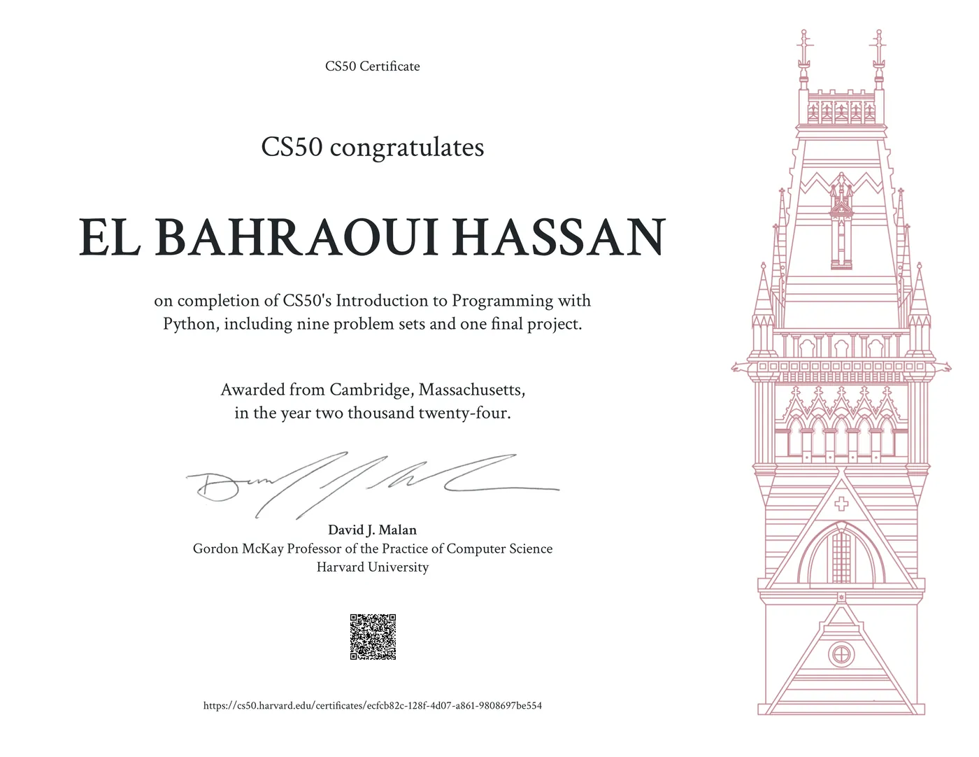 CS50: Introduction to Programming with Python — Harvard University certificate